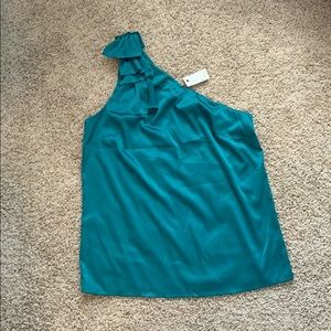 NWT Turquoise one shoulder blouse